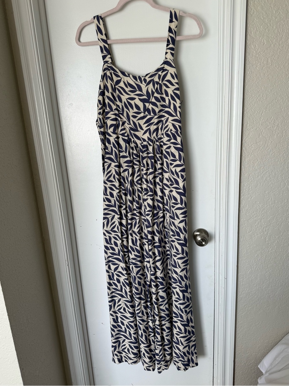 Sleeveless Navy Leaf jumpsuit